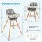 Costway 3 in 1 Convertible Wooden High Chair Toddler Feeding Chair with Cushion Grey/Beige/Yellow/Pink/Dark Grey/Black